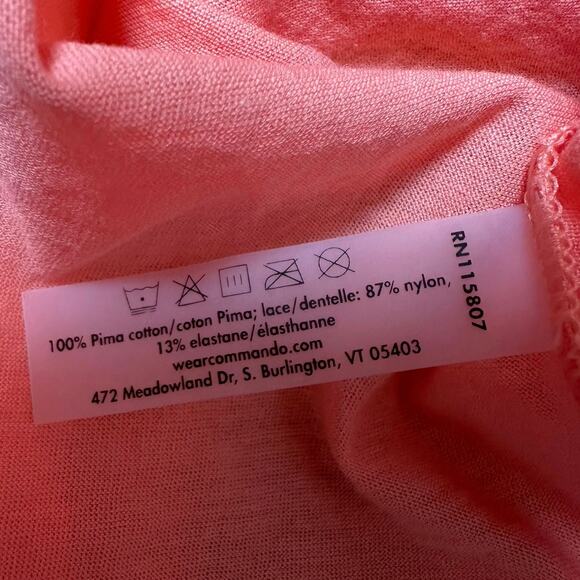 Commando Pure Pima Cami with Lace Coral Orange NEW - Picture 4 of 4